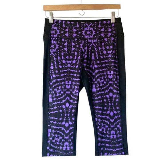 NWOT Z By Zella Purple Print Panel Capri Legging Sz.M - Picture 2 of 9